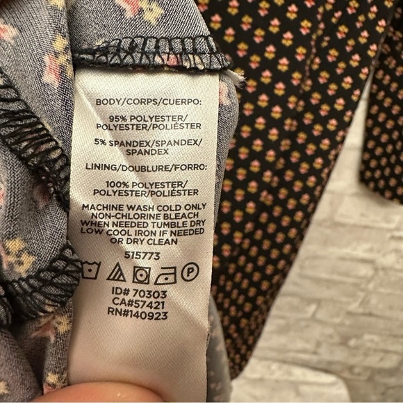 Loft floral print dress women’s size 4P black‎ cinched waist - Picture 2 of 7